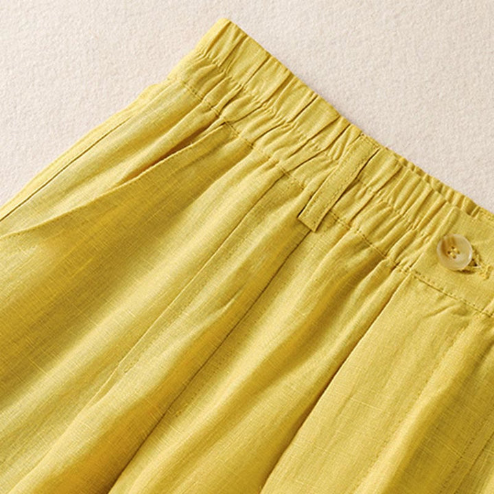 Buddha Stones夏用ボタンジッパーアンクル丈レディースパンツ ポケット付き - image 5