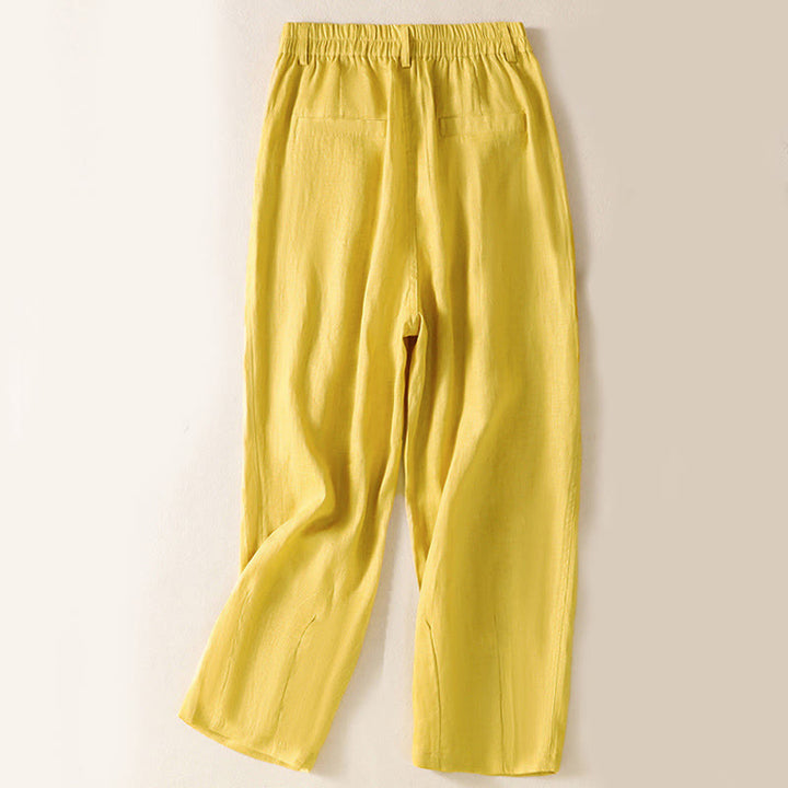 Buddha Stones夏用ボタンジッパーアンクル丈レディースパンツ ポケット付き - image 2