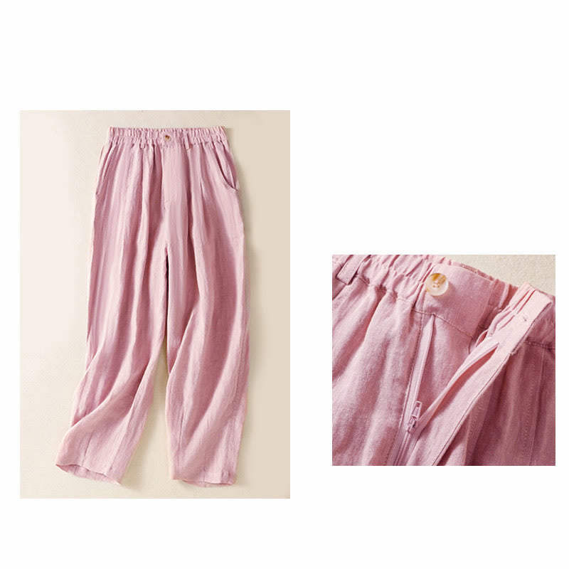 Buddha Stones夏用ボタンジッパーアンクル丈レディースパンツ ポケット付き - image 18