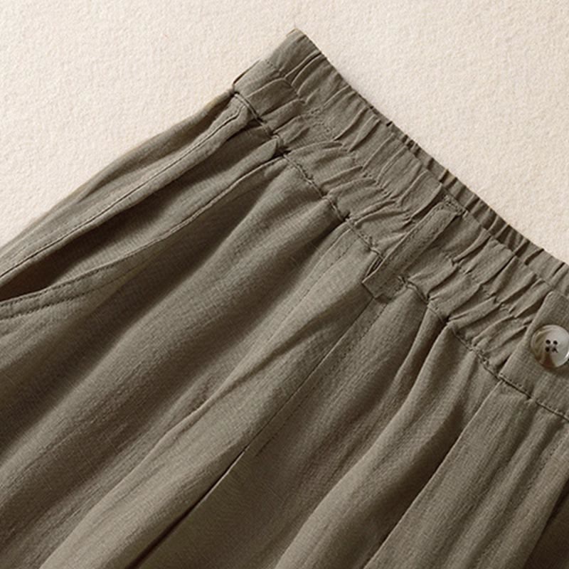 Buddha Stones夏用ボタンジッパーアンクル丈レディースパンツ ポケット付き - image 25