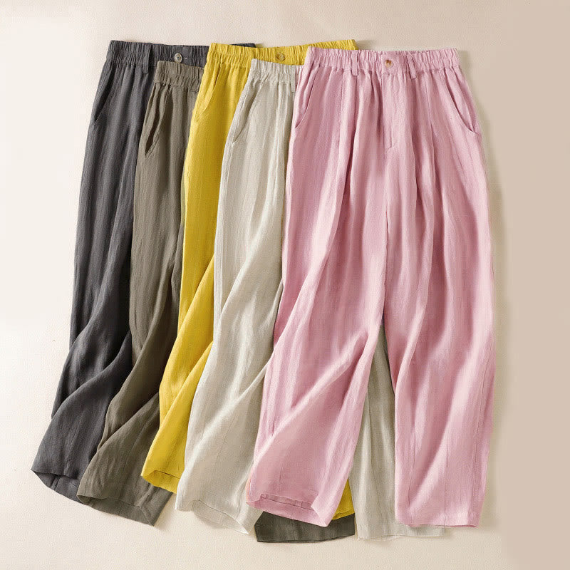 Buddha Stones夏用ボタンジッパーアンクル丈レディースパンツ ポケット付き - image 0