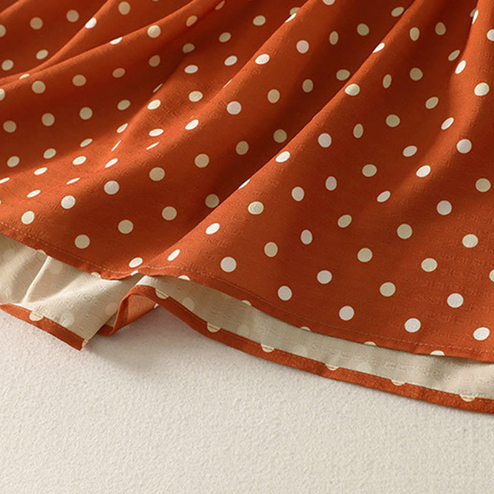 Buddha Stones秋冬 水玉模様 クルーネック 長袖 コットン レディース ミディドレス - image 6