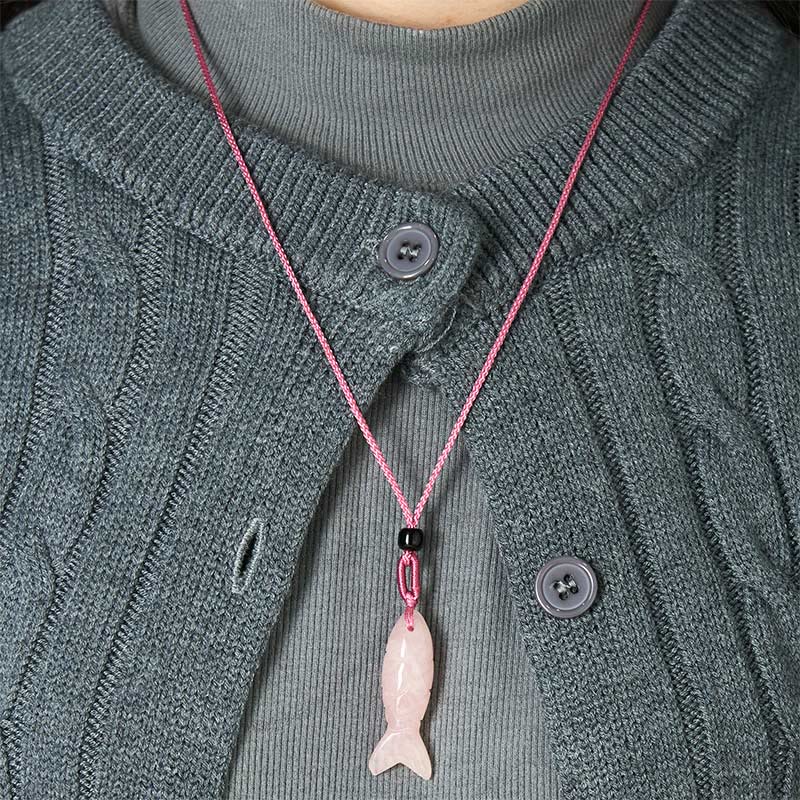 Buddha Stones彫刻鯉クリスタルインド瑪瑙アメジスト暖かさ豊かさネックレスペンダント - image 4