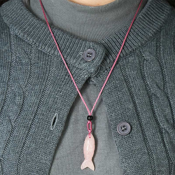 Buddha Stones彫刻鯉クリスタルインド瑪瑙アメジスト暖かさ豊かさネックレスペンダント - image 4