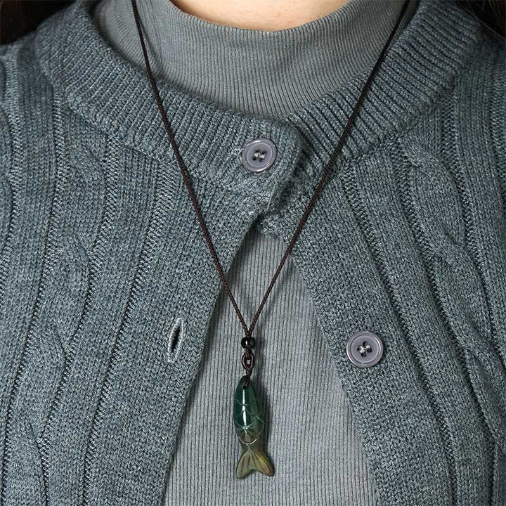 Buddha Stones彫刻鯉クリスタルインド瑪瑙アメジスト暖かさ豊かさネックレスペンダント - image 10