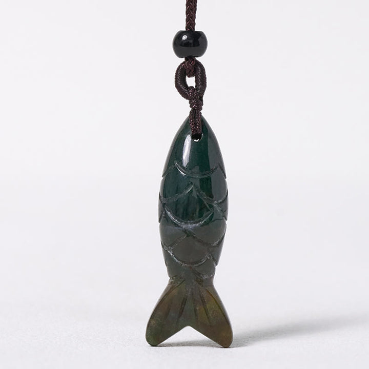 Buddha Stones彫刻鯉クリスタルインド瑪瑙アメジスト暖かさ豊かさネックレスペンダント - image 8