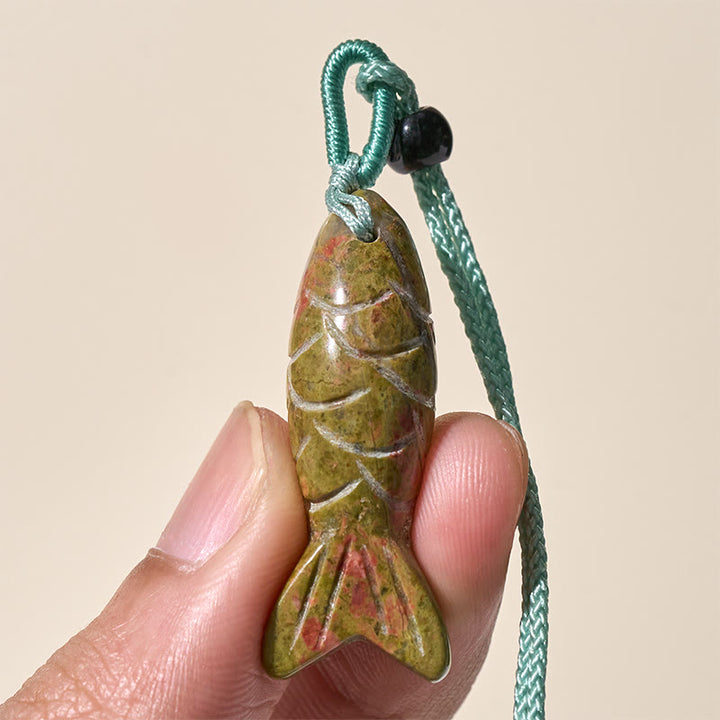 Buddha Stones彫刻鯉クリスタルインド瑪瑙アメジスト暖かさ豊かさネックレスペンダント - image 60