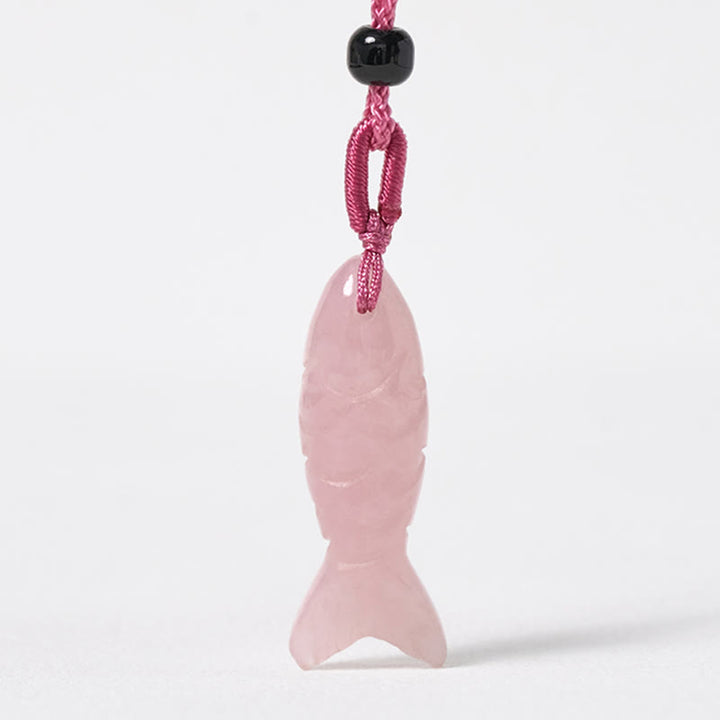 Buddha Stones彫刻鯉クリスタルインド瑪瑙アメジスト暖かさ豊かさネックレスペンダント - image 2