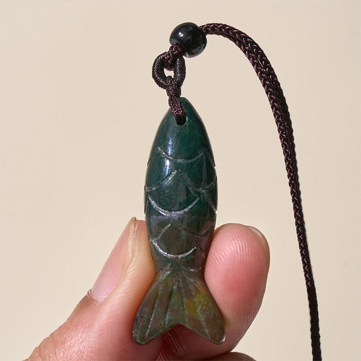 Buddha Stones彫刻鯉クリスタルインド瑪瑙アメジスト暖かさ豊かさネックレスペンダント - image 9