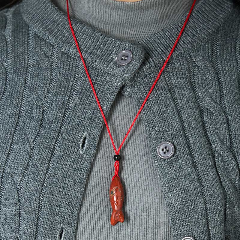 Buddha Stones彫刻鯉クリスタルインド瑪瑙アメジスト暖かさ豊かさネックレスペンダント - image 25