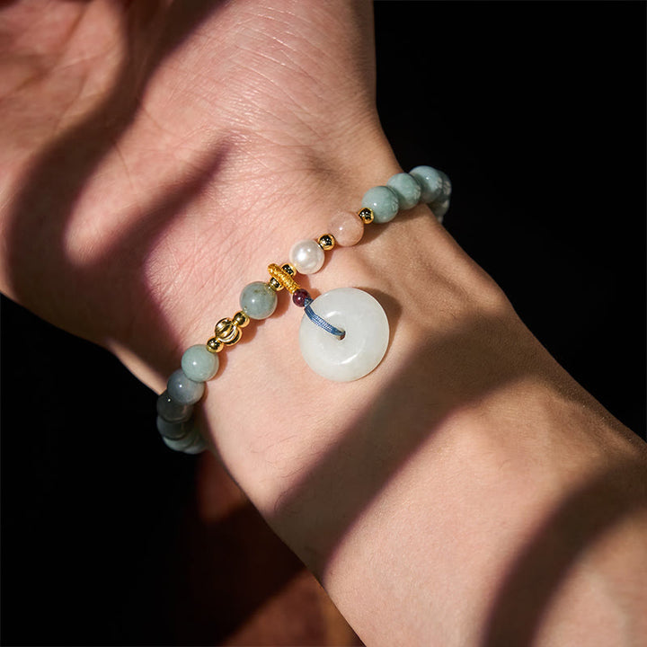 Buddha Stones平和のお守りチャーム翡翠 ラウンドビーズ 幸運 縁起の良いブレスレット - image 5