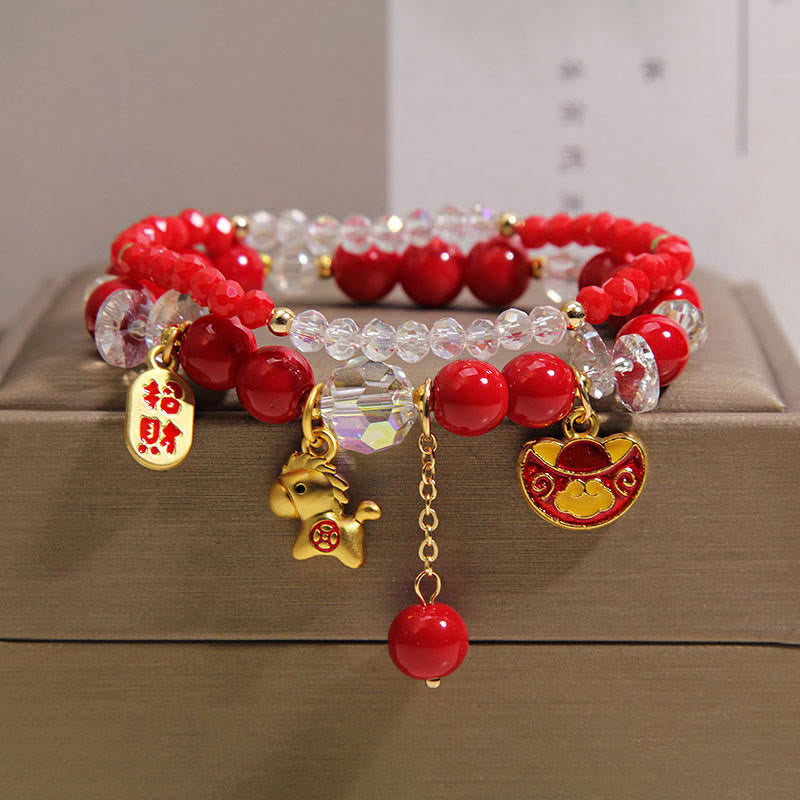 Buddha Stones午年インゴット豊かさのブレスレット - 富を引き寄せるインゴット馬 2個 (手首周り: 14-15 cm) - image 4