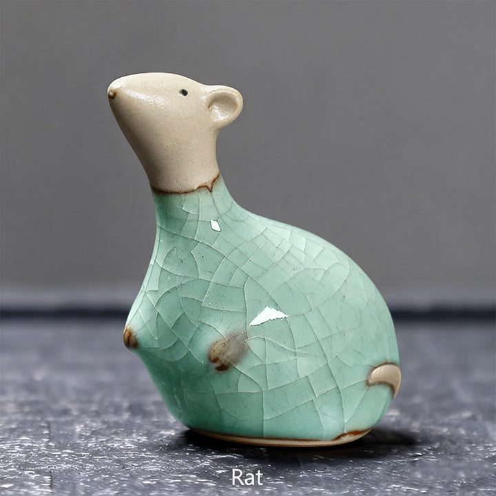 Buddha Stones十二支 陶器 ティーペット ホームデコレーション - カーキラット 6.5×6.7cm - image 2