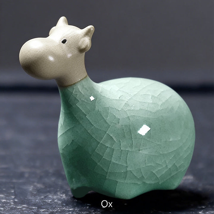 Buddha Stones十二支 陶器 ティーペット ホームデコレーション - カーキオックス 6.5×6cm - image 3