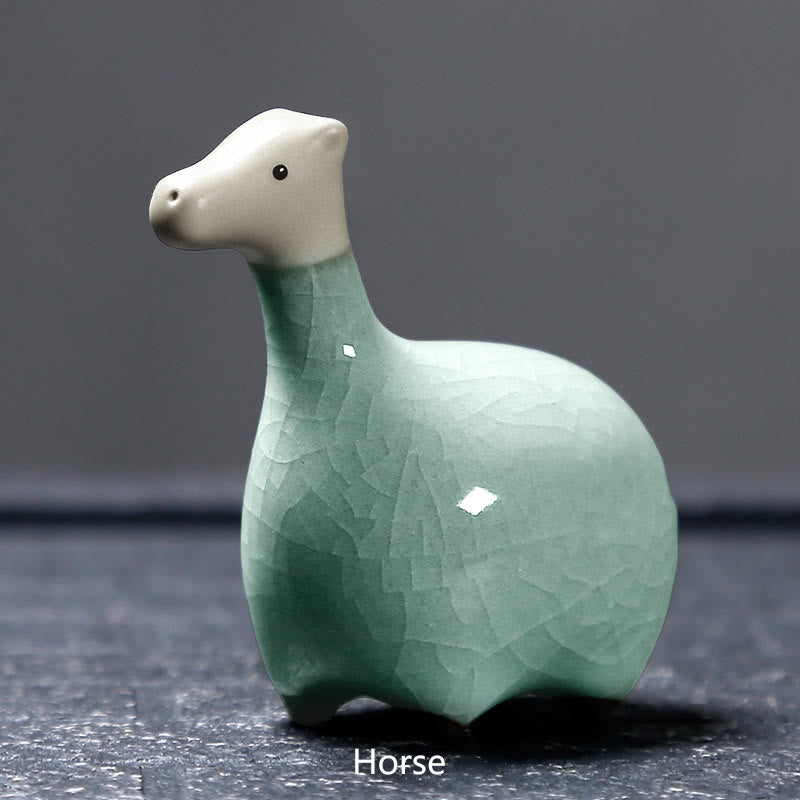 Buddha Stones十二支 陶器 ティーペット ホームデコレーション - カーキホース 6.7×6.8cm - image 10