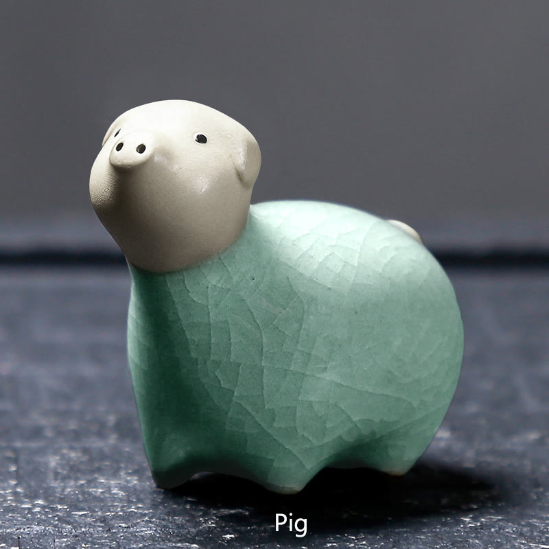 Buddha Stones十二支 陶器 ティーペット ホームデコレーション - カーキピッグ 6.1×5.6cm - image 16