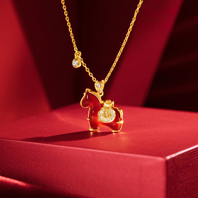 Buddha Stones馬年 赤瑪瑙 自信のネックレスペンダント - image 1