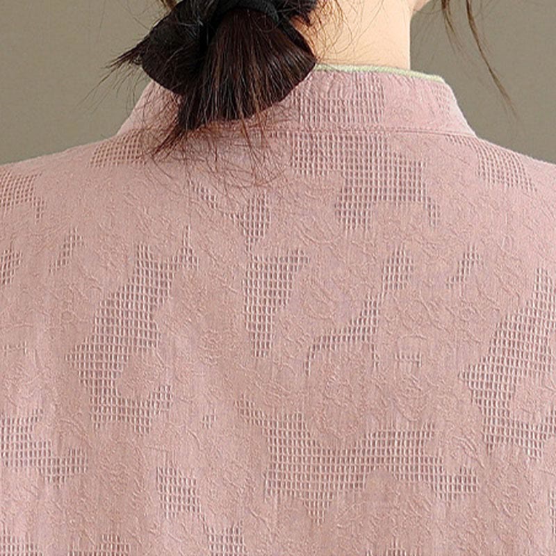 Buddha Stones春の伝統的な花柄フロッグボタンスタンドカラー長袖レディースコットンシャツ - image 12