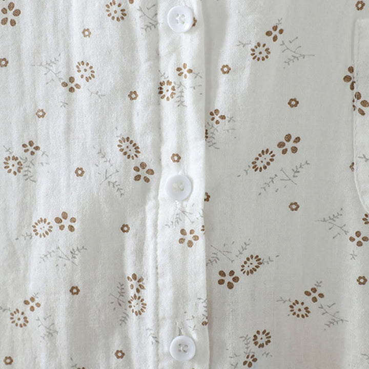 Buddha Stones秋 小花柄 ボタンダウンデザイン 長袖 レディース コットンシャツ - image 14