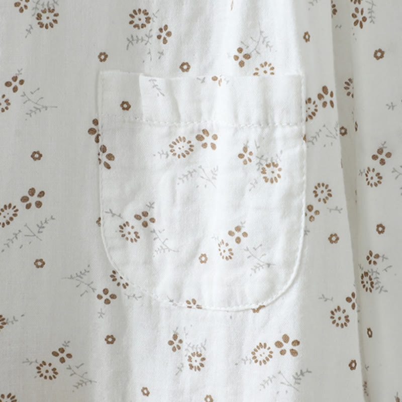 Buddha Stones秋 小花柄 ボタンダウンデザイン 長袖 レディース コットンシャツ - image 13