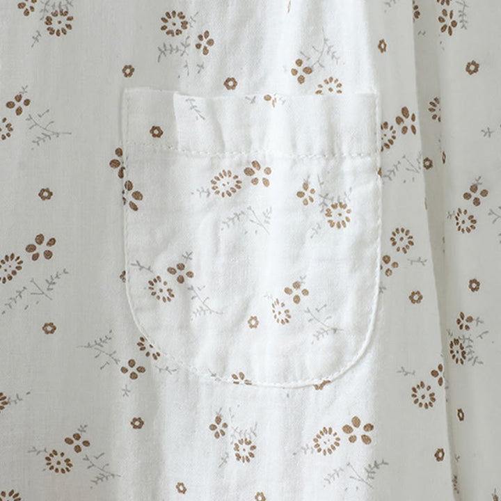 Buddha Stones秋 小花柄 ボタンダウンデザイン 長袖 レディース コットンシャツ - image 13