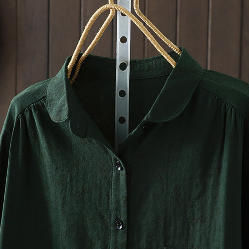 Buddha Stones秋 小花柄 ボタンダウンデザイン 長袖 レディース コットンシャツ - image 18