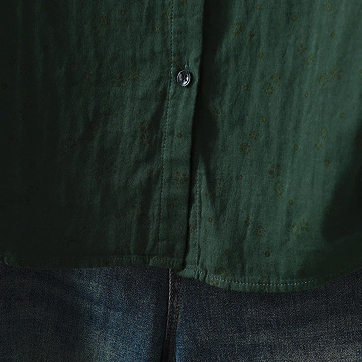 Buddha Stones秋 小花柄 ボタンダウンデザイン 長袖 レディース コットンシャツ - image 21