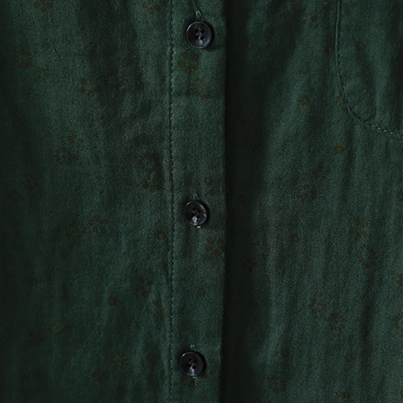 Buddha Stones秋 小花柄 ボタンダウンデザイン 長袖 レディース コットンシャツ - image 20