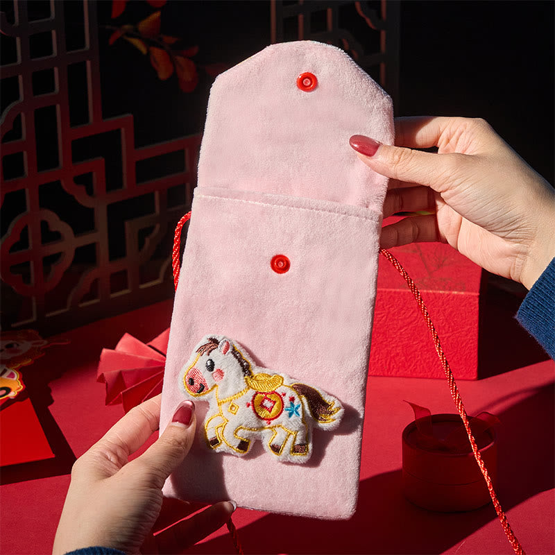 2026年午年丑年Buddha Stones新年 福文字 インゴット 模様 刺繍 中国の赤い封筒 - image 2