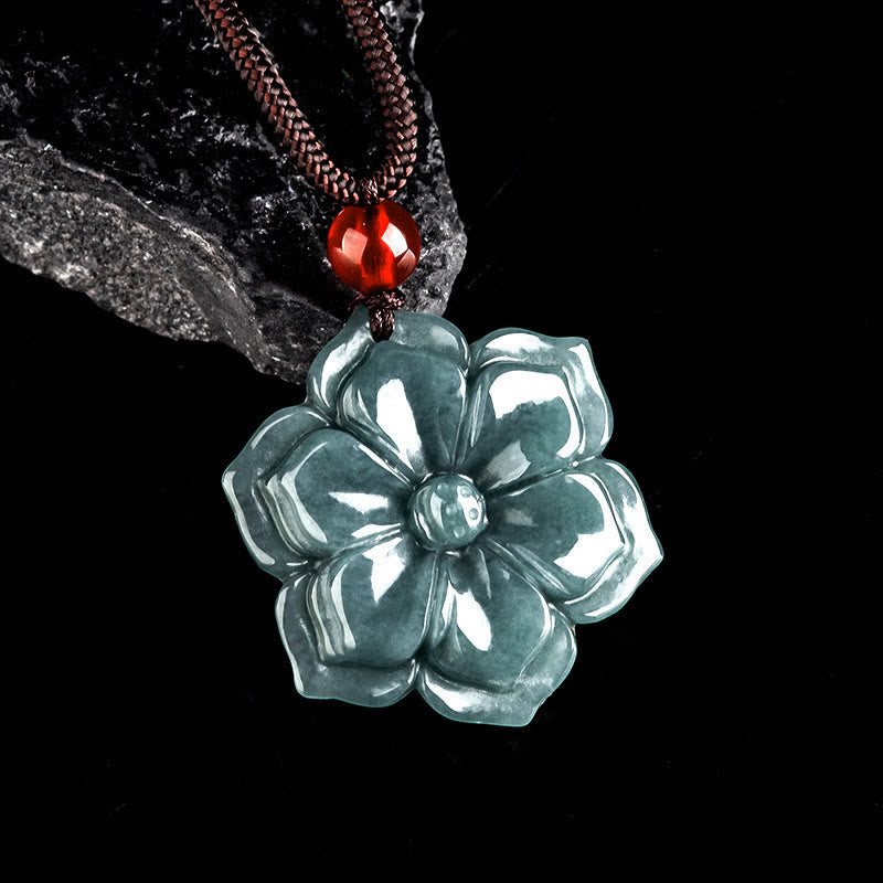 Buddha Stones 桃の花翡翠豊かさのネックレスペンダント - image 1