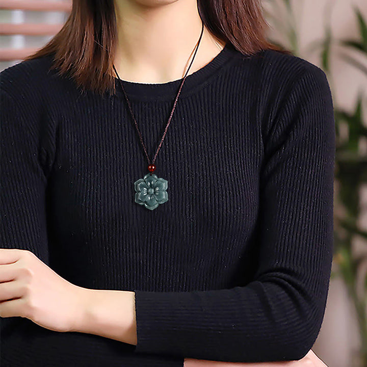 Buddha Stones 桃の花翡翠豊かさのネックレスペンダント - image 4