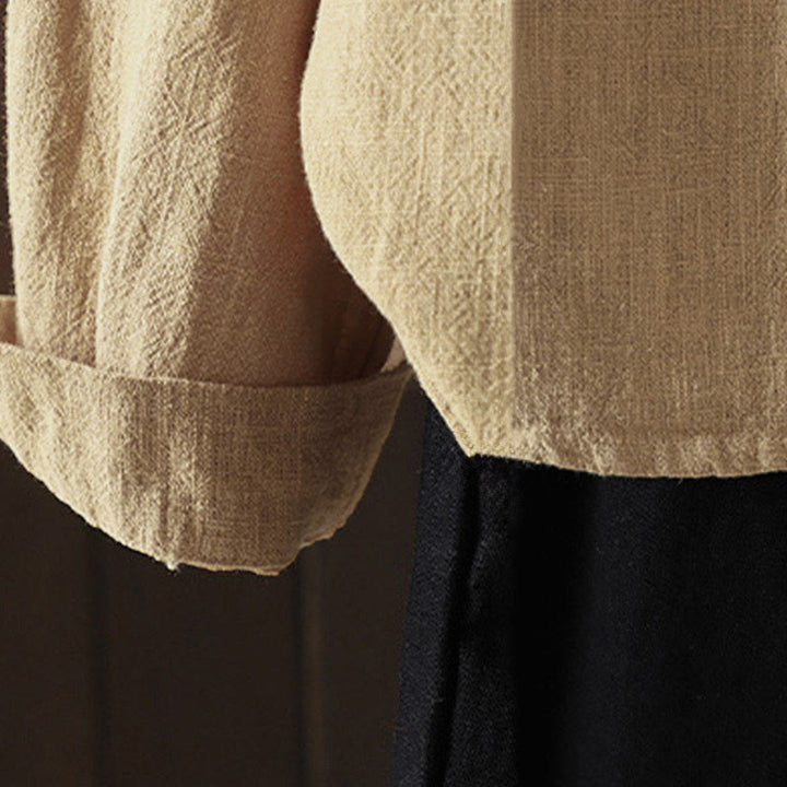 Buddha Stones 秋冬 無地 クルーネック カラフル ボタンダウンデザイン レディース コットン 長袖シャツ - image 4