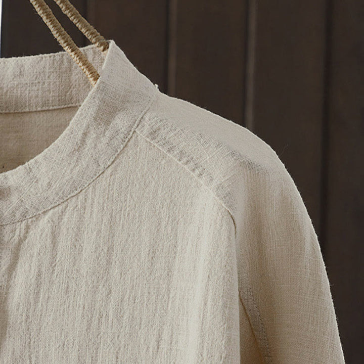 Buddha Stones 秋冬 無地 クルーネック カラフル ボタンダウンデザイン レディース コットン 長袖シャツ - image 9