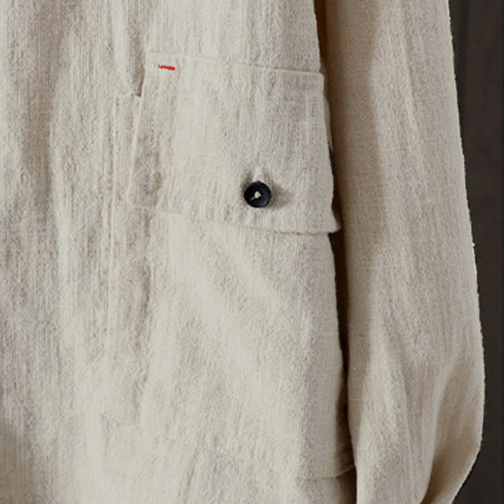 Buddha Stones 秋冬 無地 クルーネック カラフル ボタンダウンデザイン レディース コットン 長袖シャツ - image 10