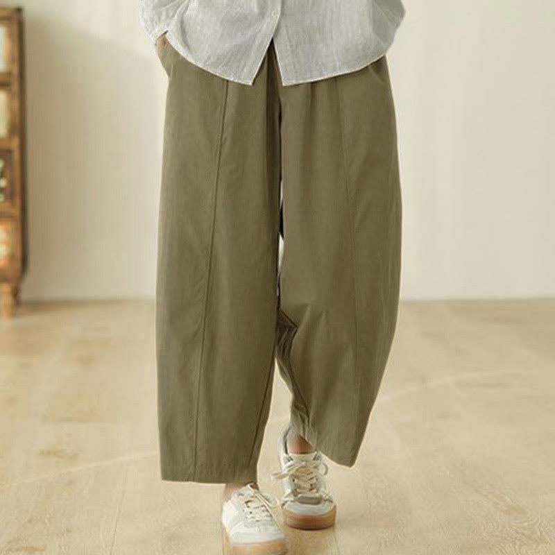 Buddha Stones シンプルなラインデザイン アンクル丈 コットン レディース ハーレムパンツ ポケット付き - image 11