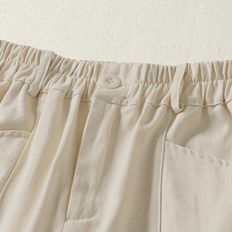 Buddha Stones 秋冬 シンプルライン ボタン ジッパーデザイン 足首丈 コットン レディース ハーレムパンツ ポケット付き - image 1