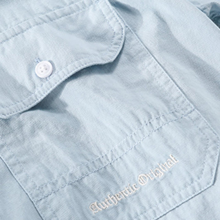 Buddha Stones 夏用ボタンダウンシャツ 装飾ポケット2つ付き メンズ 半袖 コットンシャツ - image 3