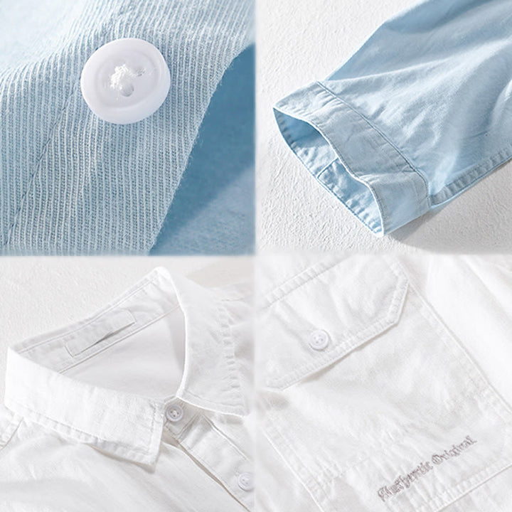 Buddha Stones 夏用ボタンダウンシャツ 装飾ポケット2つ付き メンズ 半袖 コットンシャツ - image 19