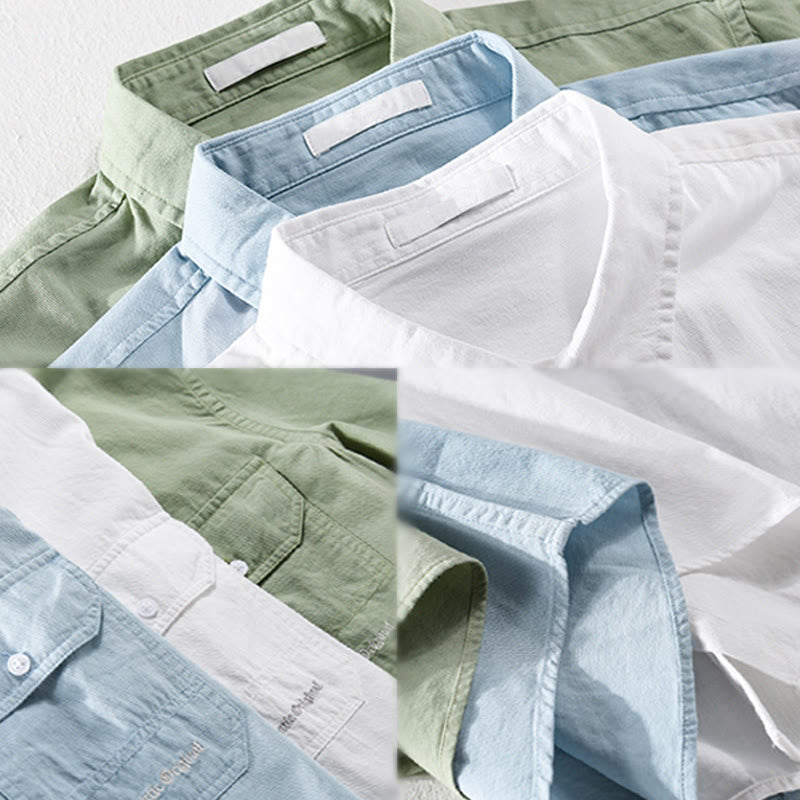 Buddha Stones 夏用ボタンダウンシャツ 装飾ポケット2つ付き メンズ 半袖 コットンシャツ - image 20