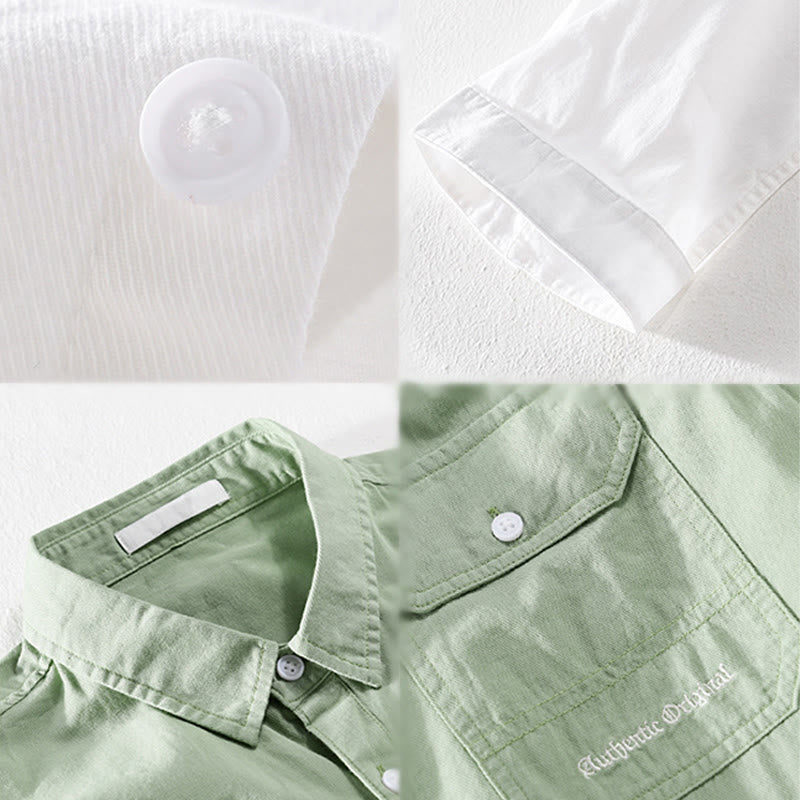 Buddha Stones 夏用ボタンダウンシャツ 装飾ポケット2つ付き メンズ 半袖 コットンシャツ - image 21