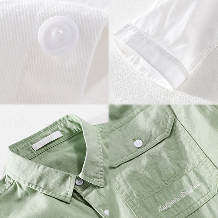 Buddha Stones 夏用ボタンダウンシャツ 装飾ポケット2つ付き メンズ 半袖 コットンシャツ - image 21