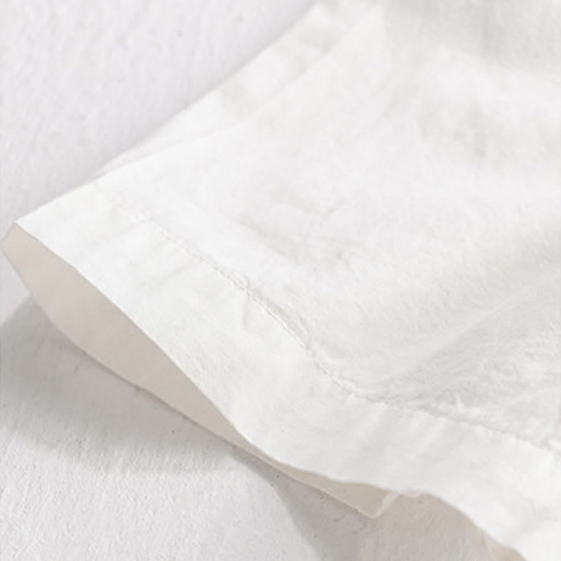 Buddha Stones 夏用ボタンダウン 鳥刺繍 装飾ポケット付き メンズ 半袖 コットンシャツ - image 5