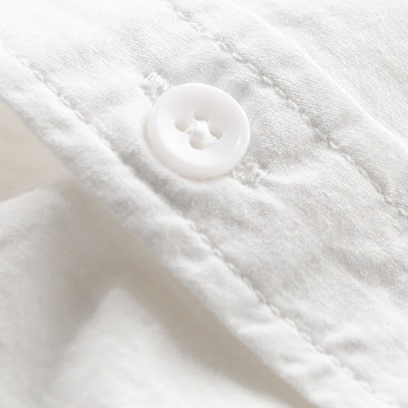 Buddha Stones 夏用ボタンダウン 鳥刺繍 装飾ポケット付き メンズ 半袖 コットンシャツ - image 8