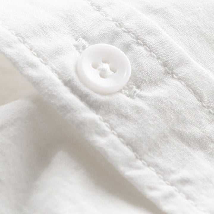 Buddha Stones 夏用ボタンダウン 鳥刺繍 装飾ポケット付き メンズ 半袖 コットンシャツ - image 8