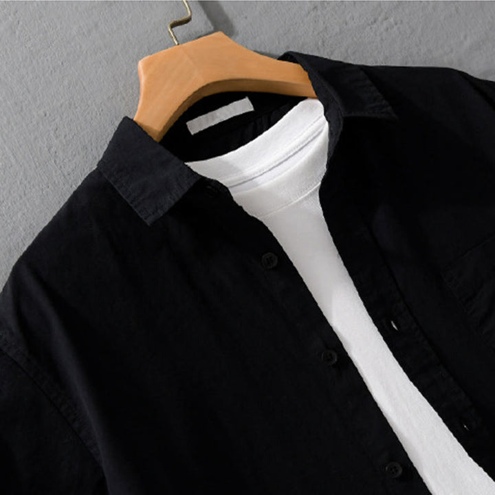 Buddha Stones 夏用ボタンダウン 鳥刺繍 装飾ポケット付き メンズ 半袖 コットンシャツ - image 11