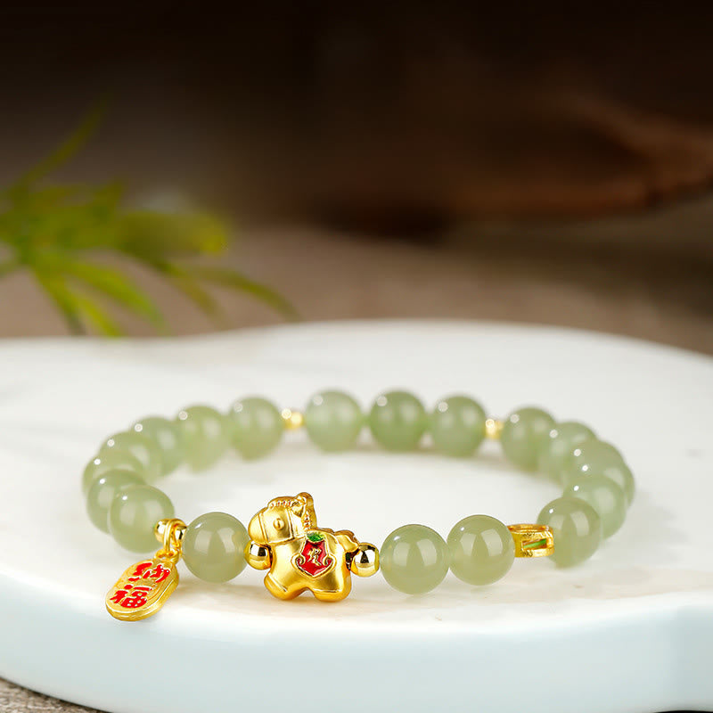 Buddha Stones 午年 和田翡翠 豊穣のブレスレット - 和田玉（手首周り：17cm） - 10mm - image 0