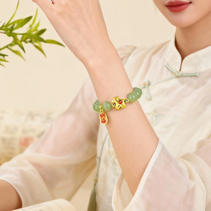 Buddha Stones 午年 和田翡翠 豊穣のブレスレット - image 4