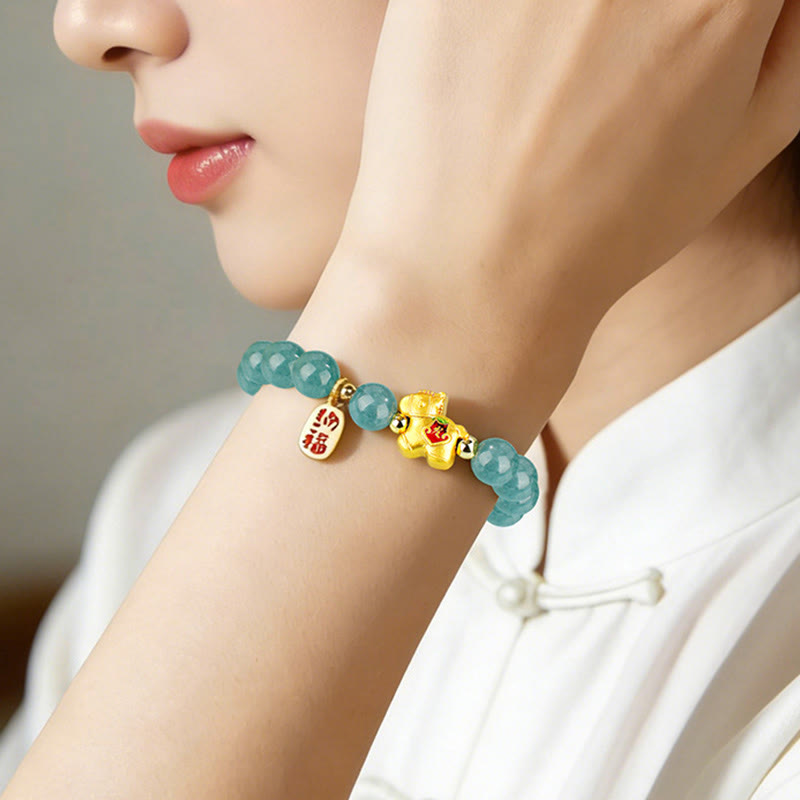 Buddha Stones 午年の翡翠の豊かさと豊穣のブレスレット - image 3