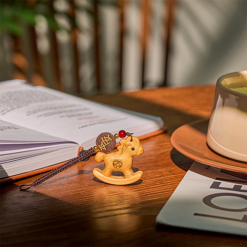 Buddha Stones、午年、レインボーユーカリ、小葉紫檀、リンデンウッド、黒檀の彫刻、正のキーホルダー - image 17