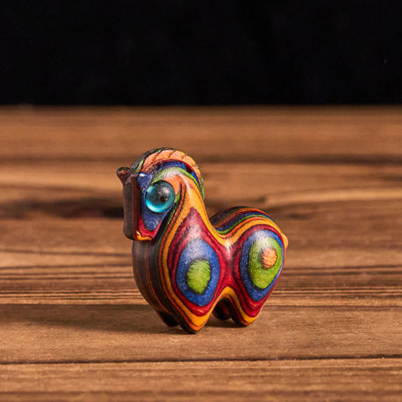 午年Buddha Stones彫刻唐馬レインボーユーカリ創造性デスク装飾 - 唐馬 - 37×37×10mm - image 0